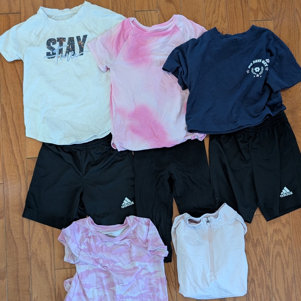 Girls Athletic Bundle Featuring Adidas Shorts Leggings & Tops 8 Pieces Size S